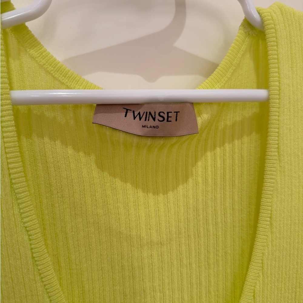 Twin-Set Yellow Ribbed Knit Tank Top - Picture 4 of 13